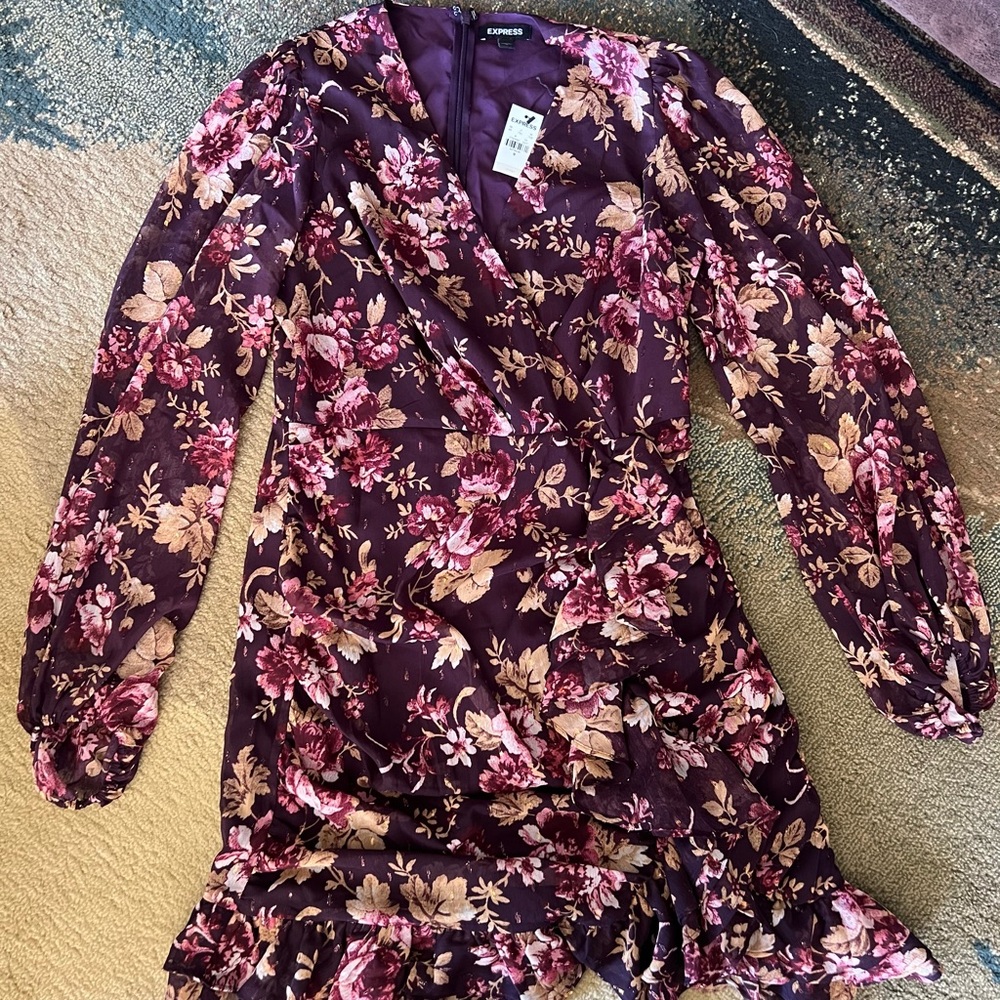 Express Purple and Pink Floral Dress